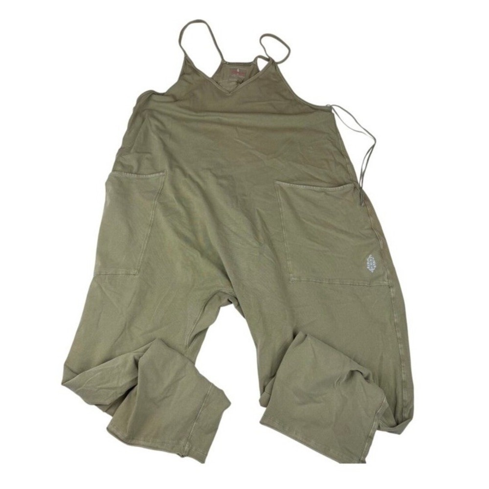 Free People FP Movement Hot Shot Pants Jumpsuit Green Relax Pants Harem L - Picture 4 of 8